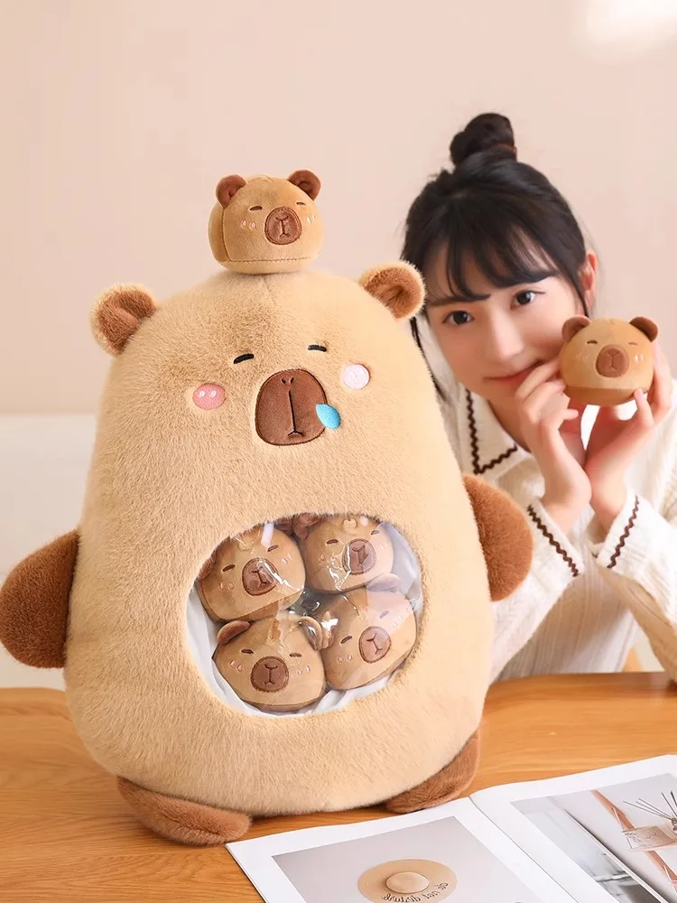 Cute capybara snack throw pillow doll plush doll girl birthday gift