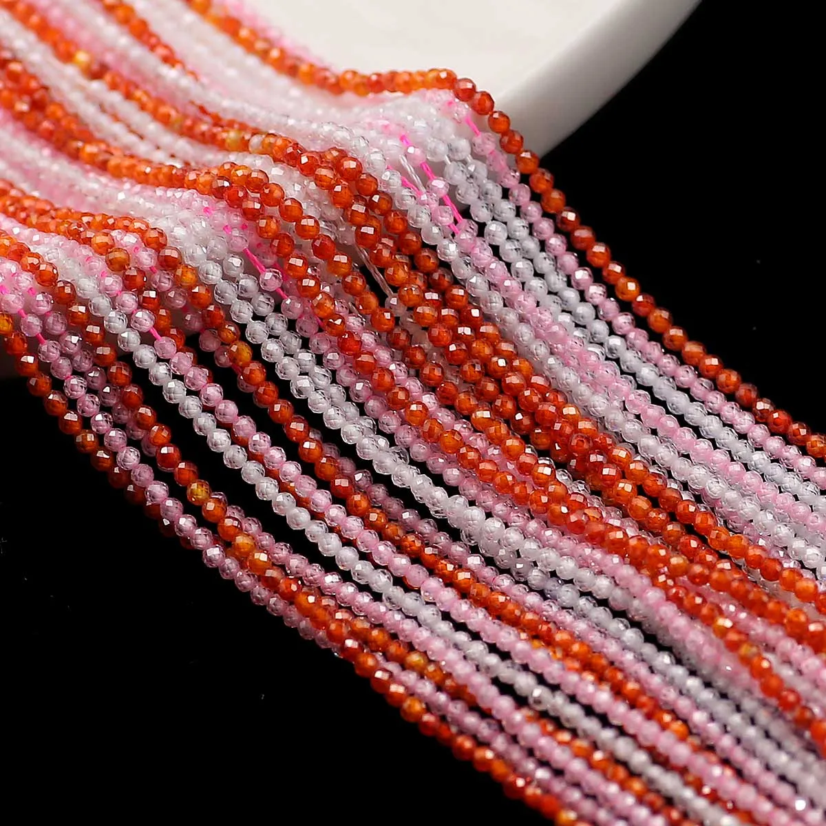 1 가닥 2MM DIY 천연석 지르콘면 처리 된 라운드 루즈 비즈 여성 펜던트 팔찌 목걸이 쥬얼리 액세서리 만들기위한