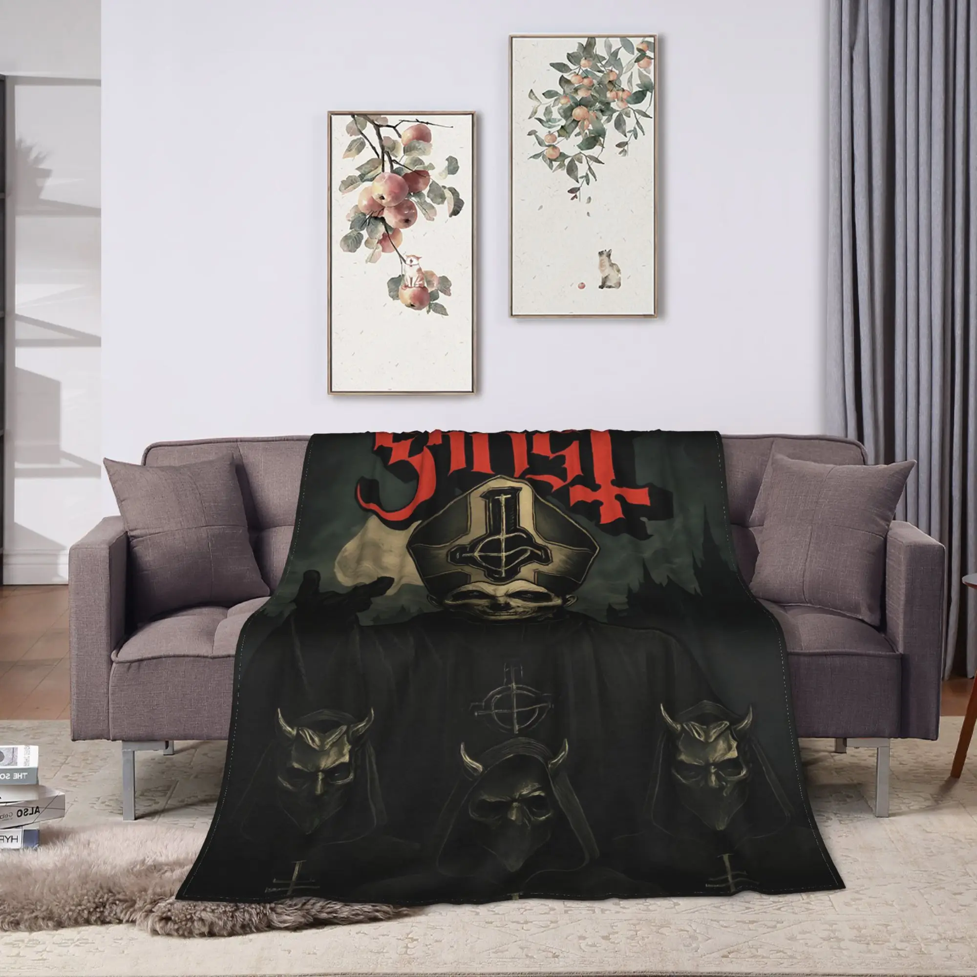 Vintage ghost  Band MUSIC Flannel Blankets  Soft Durable Throw Blanket for Living Room Travel Aesthetic Bedspread Sofa Bed Cover