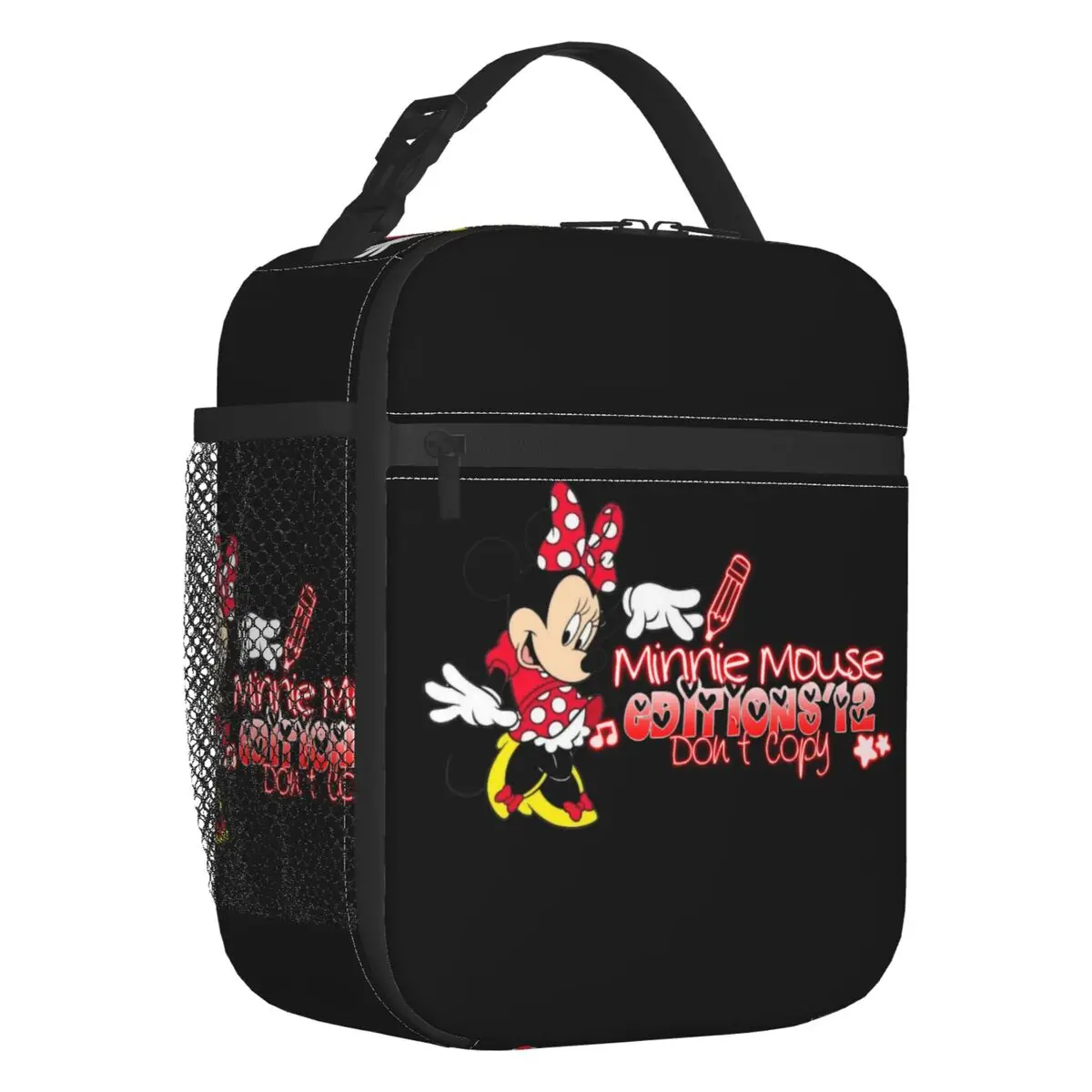 

Custom Mickey Mouse Minnie Insulated Lunch Bag for Women Portable Disney Cartoon Thermal Cooler Lunch Tote Beach Camping Travel