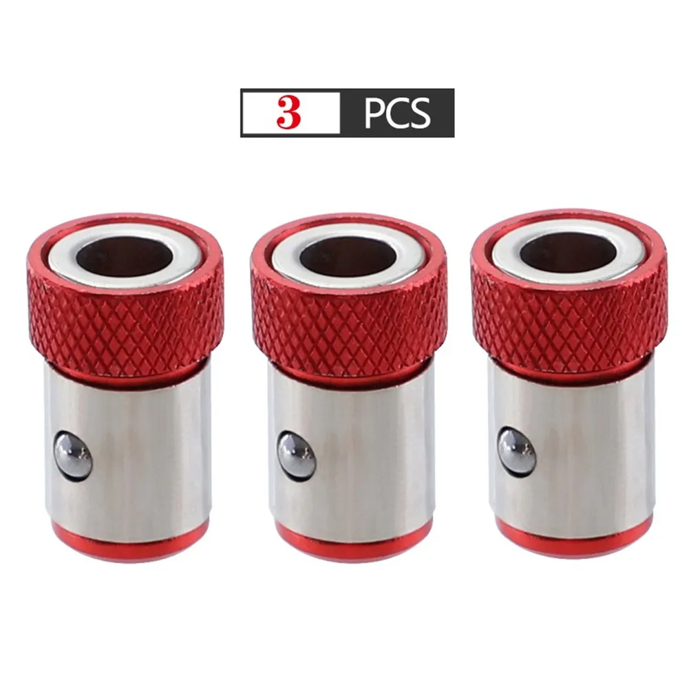 3pcs Magnetic Bit Holder Alloy Electric Magnetic Ring Screwdriver Bit Head Non-slip Strong Magnet Ring Bit Magnetizer