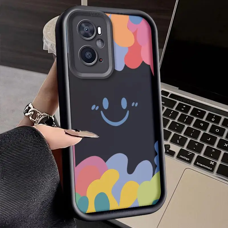 Cartoon Smiley Face Phone Case For OPPO A76 A36 A96 Graffiti All Inclusive Shock-absorbing Silicone Soft Back Cover