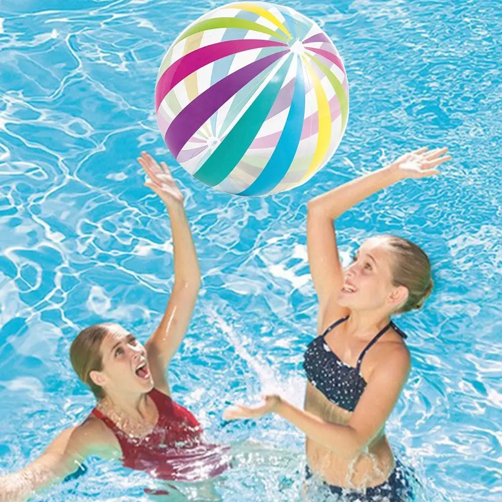Inflatable Design Inflatable Beach Ball Striped Pattern Fun Colorful Striped Ball Transparent Material Game Ball