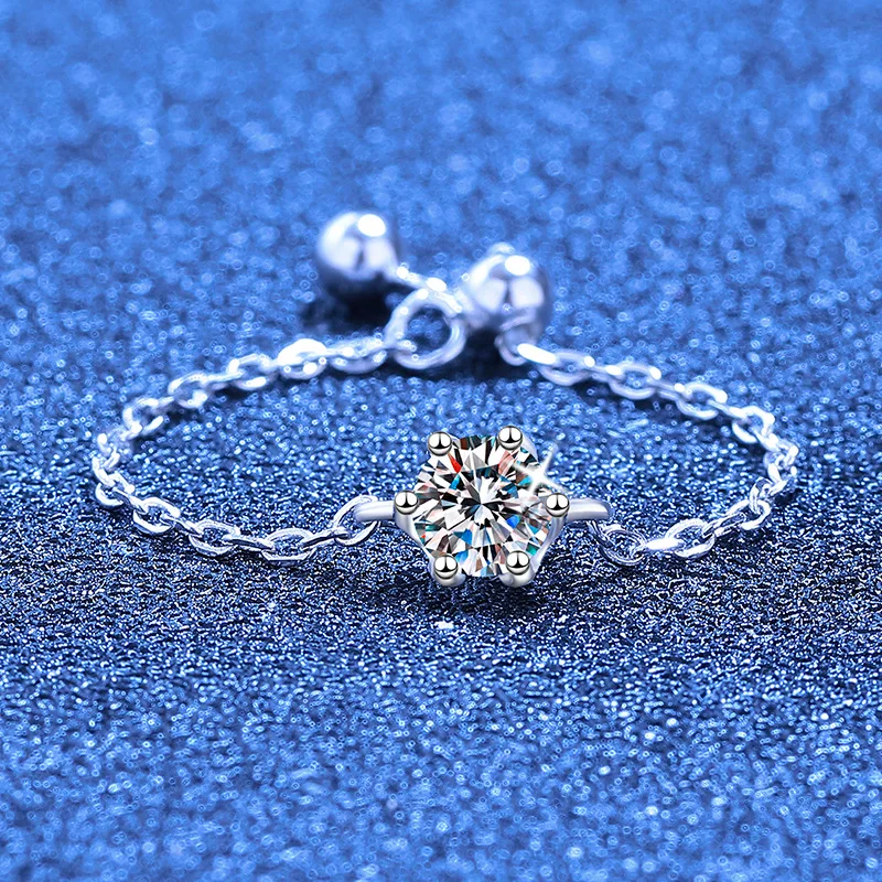 

Ретро-кольцо с моассанитом PT950 из платины с шестью крапанами, регулируемая цепочка, 1 карат, для женщин, сочетает классический дизайн с шестью крапанами.