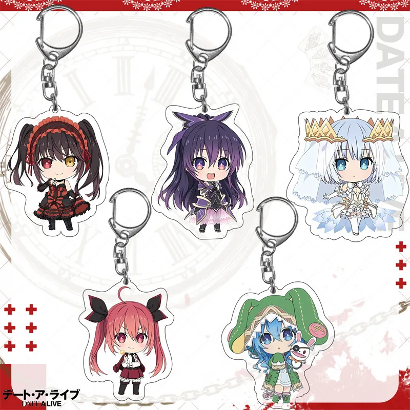 Itsuka Shido Yatogami Tohka Tobiichi Origami Itsuka Kotori Popular Anime 2D Peripheral Acrylic Keychain Cute Backpack Pendant