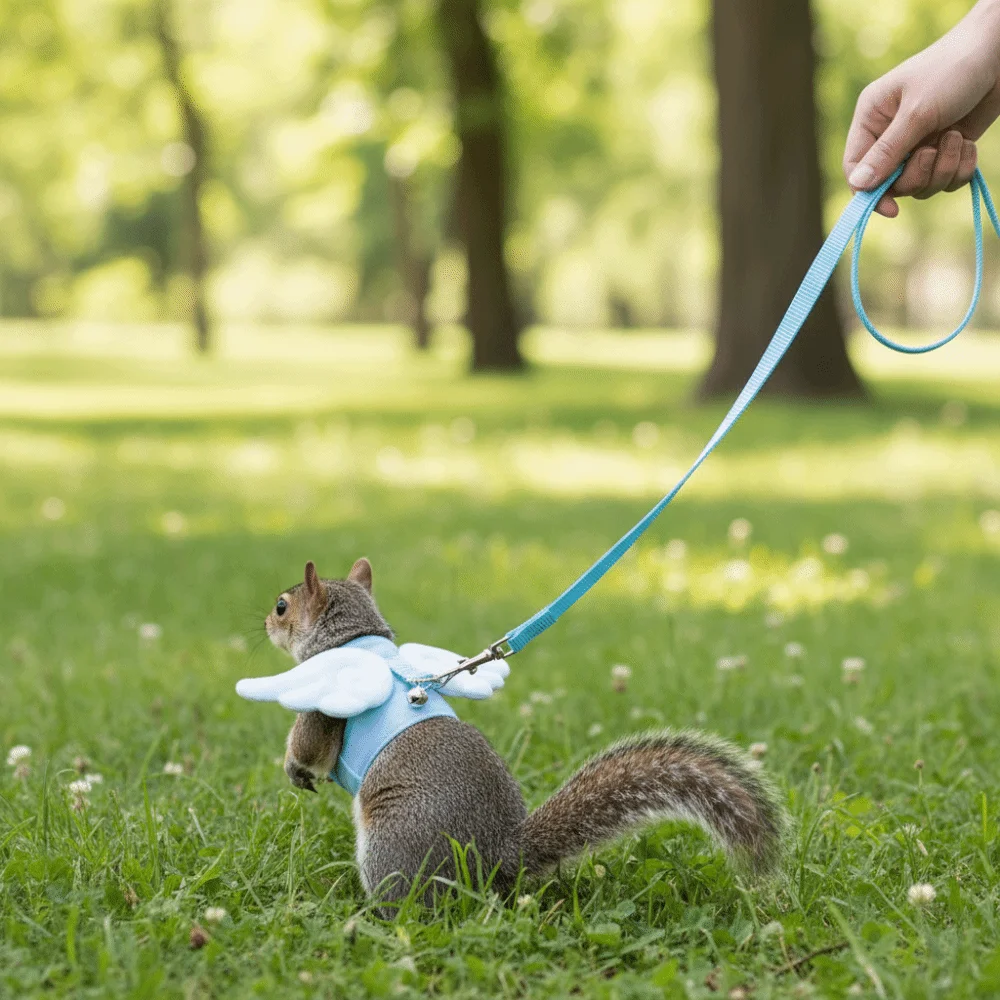 Adjustable Ferret Traction Harness Comfortable with Bell Pet Wing Harness Cartoon Escape-Proof Drawstring Vest Pet Supplies