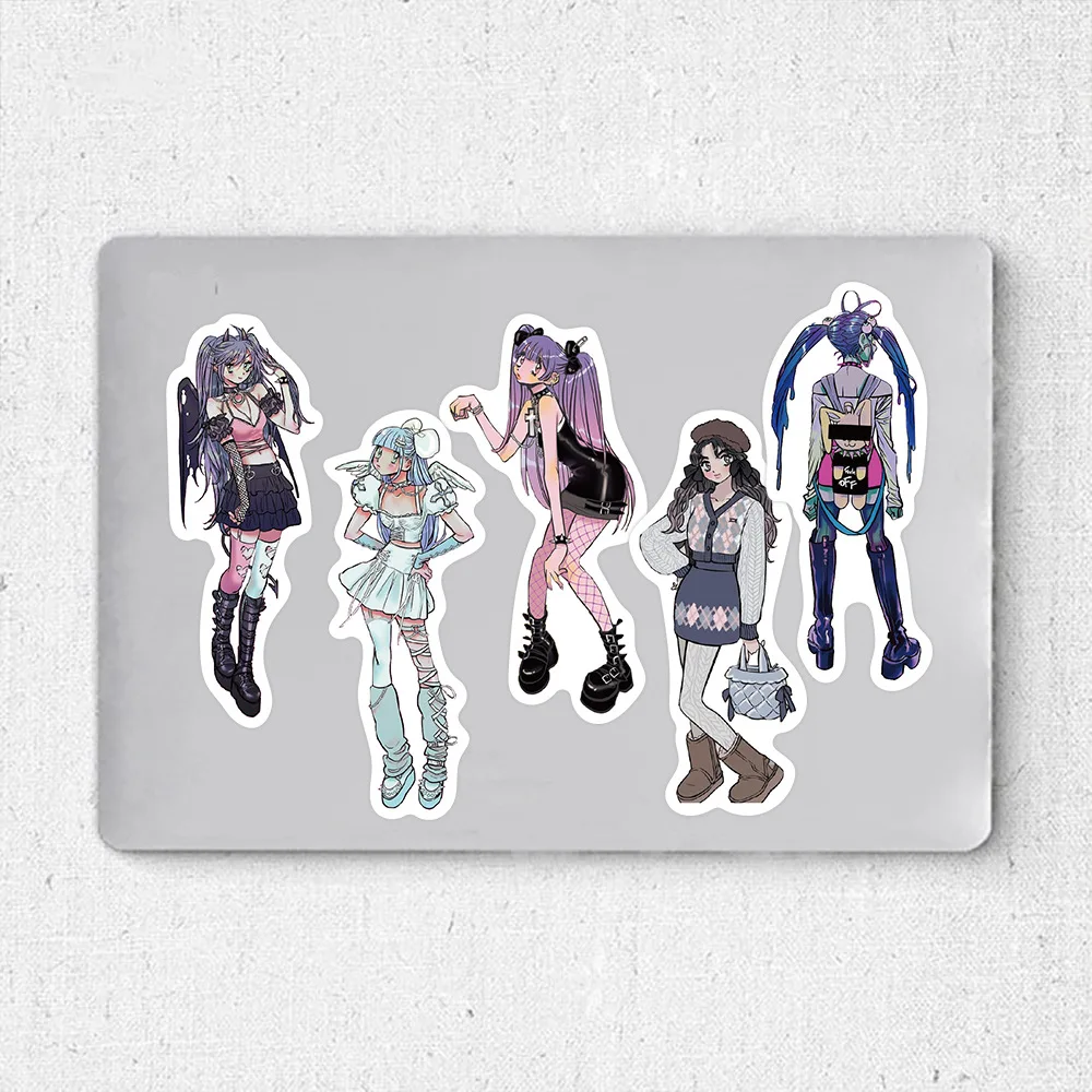 63Pcs Y2K Domi Lolita Girls Gothic Pink Stickers Cute Anime Aesthetic Decals Phone Case Laptop Stationery Car Toy Sticker