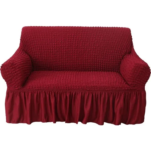 Bogda Gossamer Seat Sofa Cover Set Stretch Fitted Skirted Seat Sofa Cover (3kişilik) Set Maroon