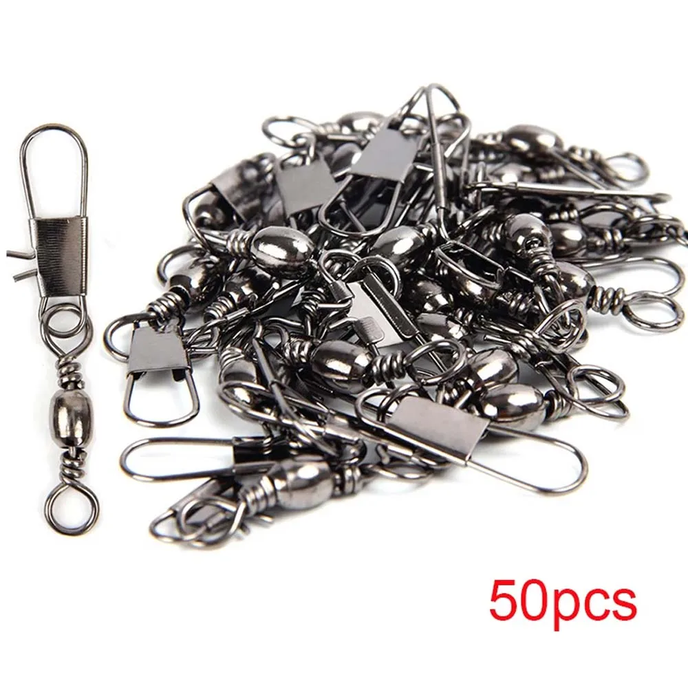 JSFUN 50 قطعة موصل الصيد يدور التعشيق دبوس تحمل وصلة دوّارة لصيد الأسماك المفاجئة قطب صيد السمك الكارب الصيد إغراء اكسسوارات