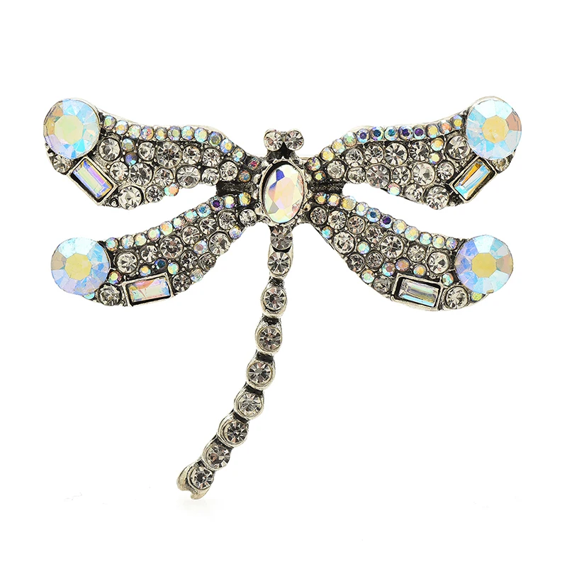 

Wuli&baby Shining Flying Dragonfly Brooches For Women Unisex 2-color Rhinestone Insects Party Office Brooch Pins Gifts