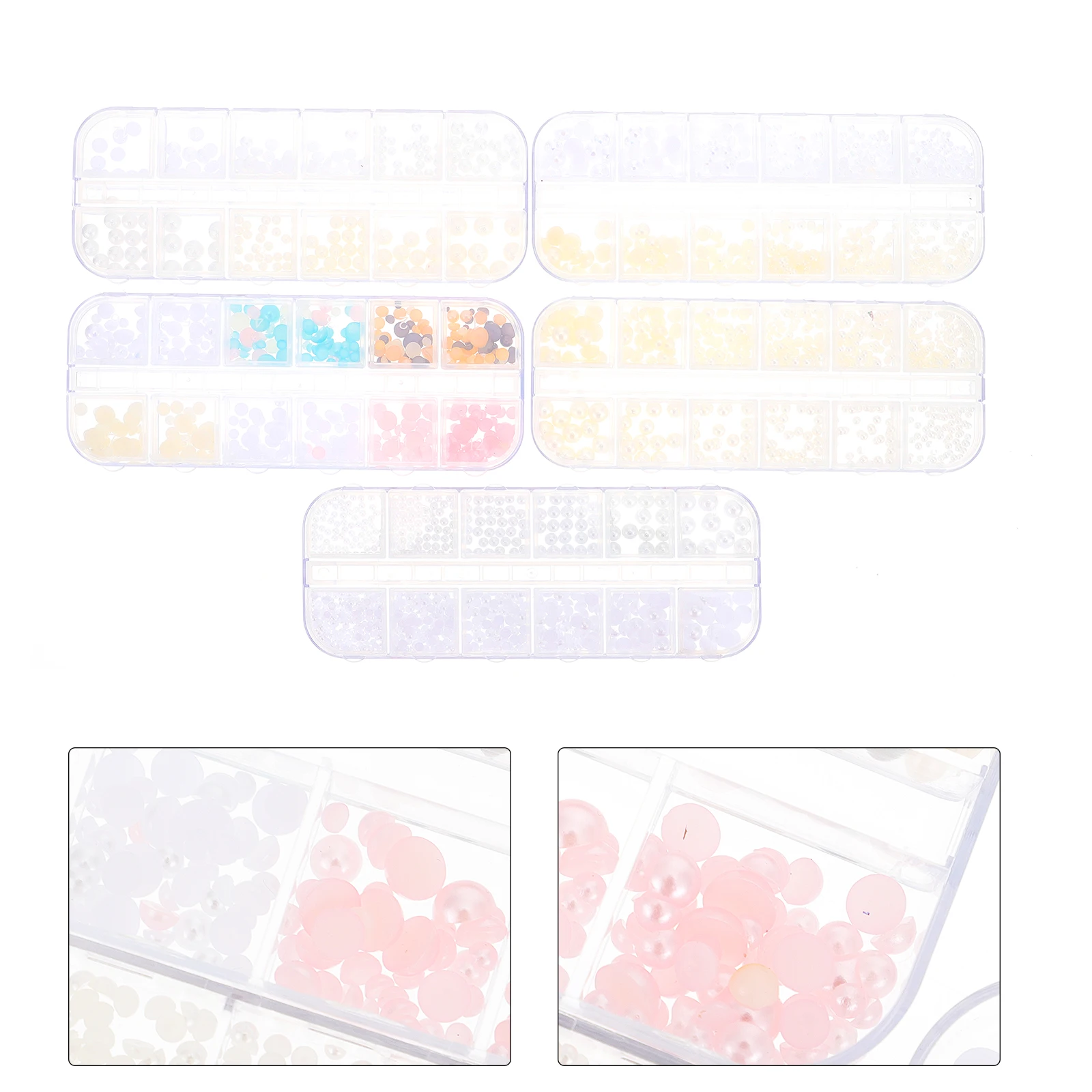 

Nail Art Accessories 5 Boxes Pearl Decorations Wedding Party Manicure Supplies DIY Salon Exquisite naments Nail Art Decors Water