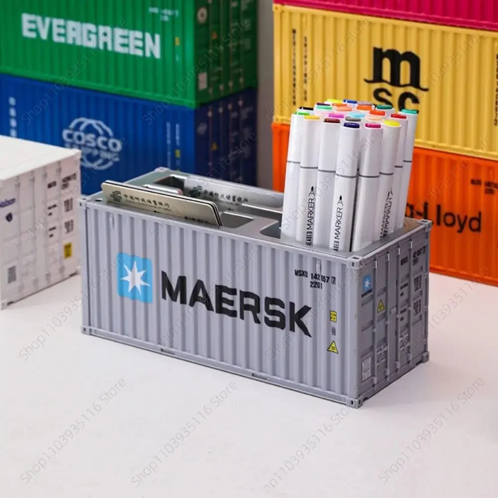 

New Ornaments Shipping Container Pen Holder Creative Desktop Stationery Storage Box Decorative Business Card Organizer