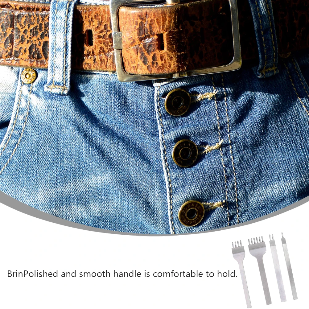 

8Pcs Hole Punch Tool Kit Premium DIY Craft Set Sliver Two Style High Strength Steel Smooth Handle DIY Prong