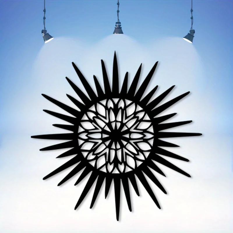 

1 шт. Черная металлическая настенная декорация с мандалой - Изысканный цветочный узор, винтажный железный декор для богемной гостиной и кабинета.