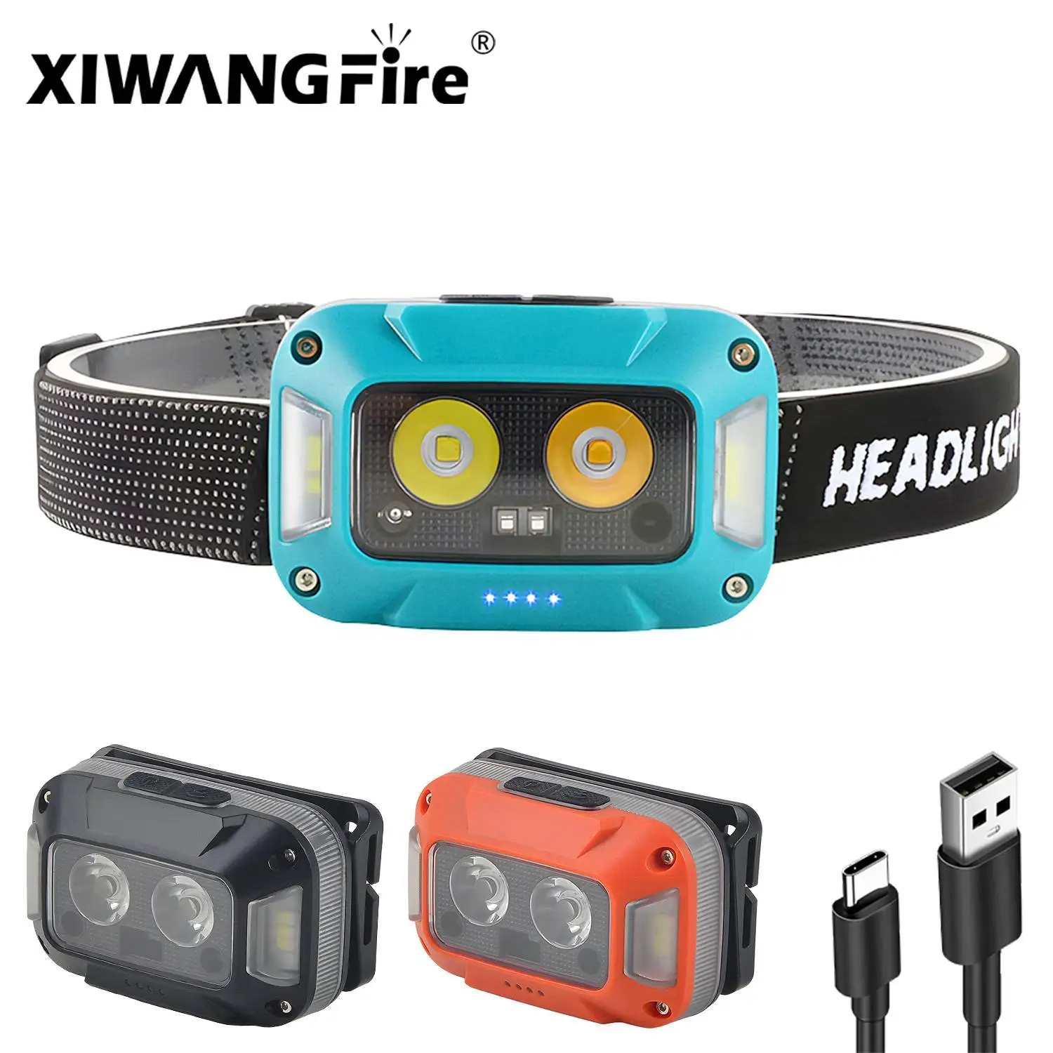 

LED COB Induction Headlamp USB Rechargeable Headlight 3 Light Sources for Outdoor Camping Fishing Mini Light Waterproof Lantern