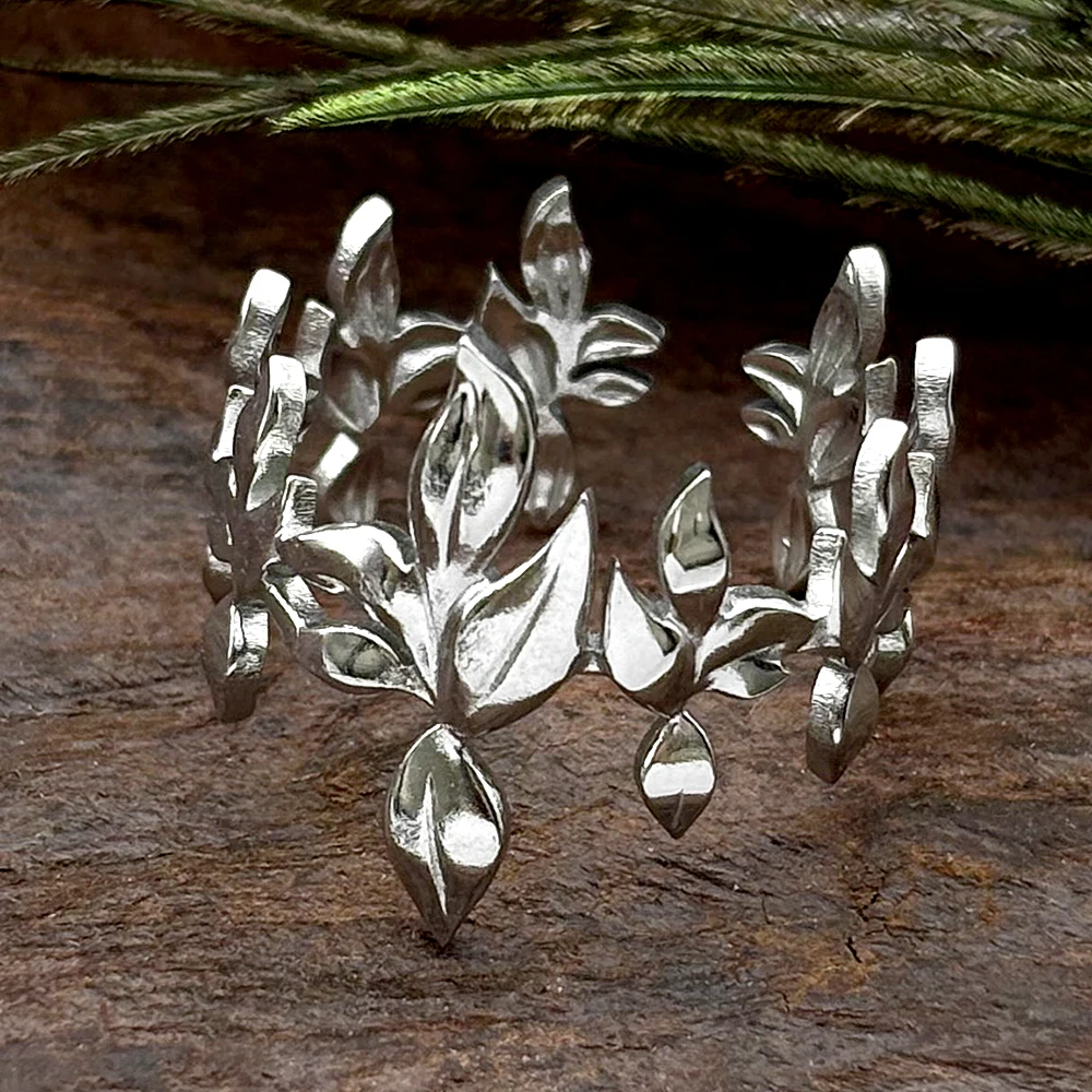 Регулирующее кольцо в виде дерева из нержавеющей стали, модное серебряное украшение