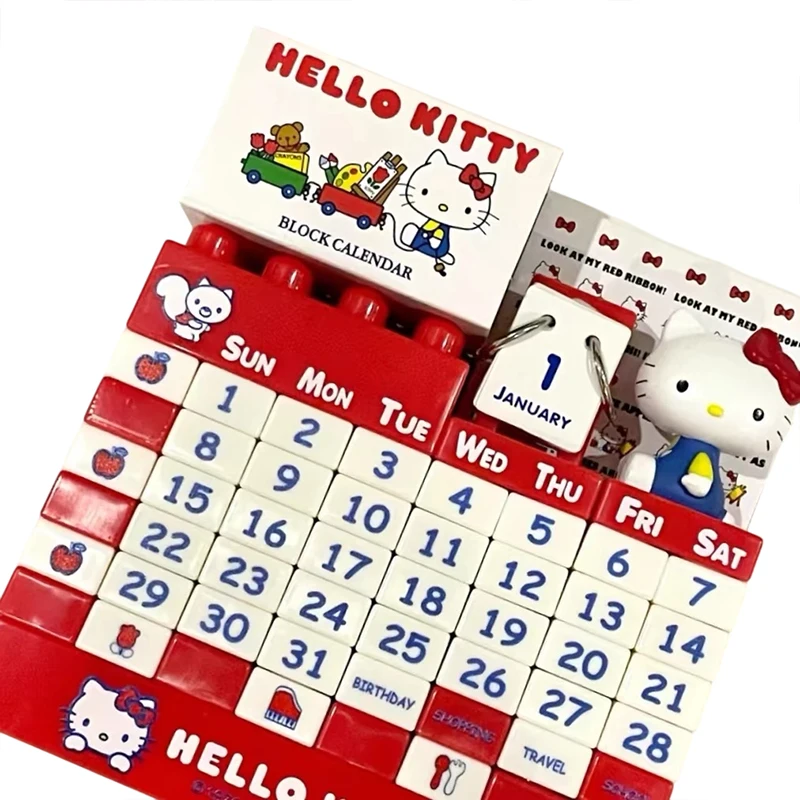 Kawaii sanrio hellokitty calendário de mesa anime bonito beleza menina coração boneca montagem criativa calendário animação ornamento presente da menina