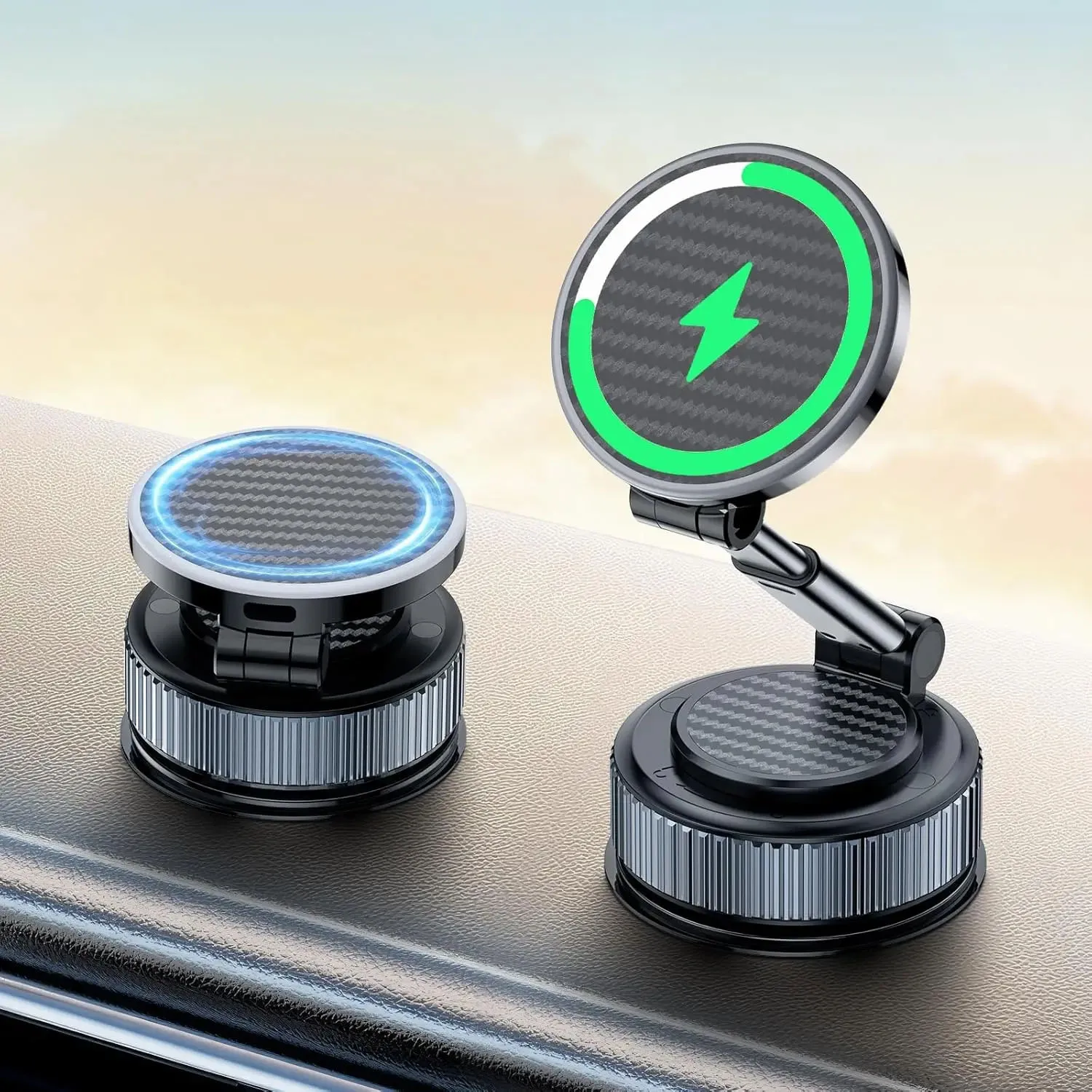 

Carbon Fibre 15W Wireless Charger Magnetic Car Phone Holder Mount Dashboard 360°Rotation Stand for Magsafe iPhone 16/15/14/13/12