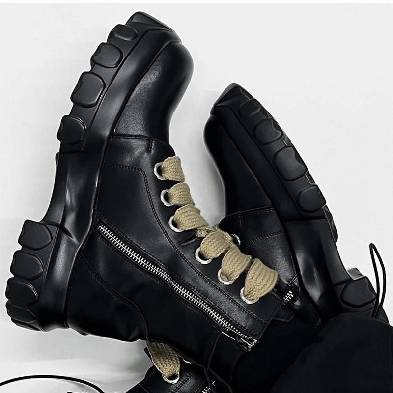 italian brand designer boots for men fashion platform shoes cowboy original leather boot punk gothic high motorcycle botas male - view 5