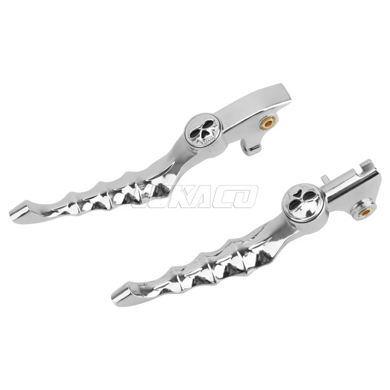 Motorcycle Chrome Skull Brake Clutch Levers Handle Grips Set For Yamaha V-Star 650 Custom 1998-2016 V-Star 1100 Custom 99-09