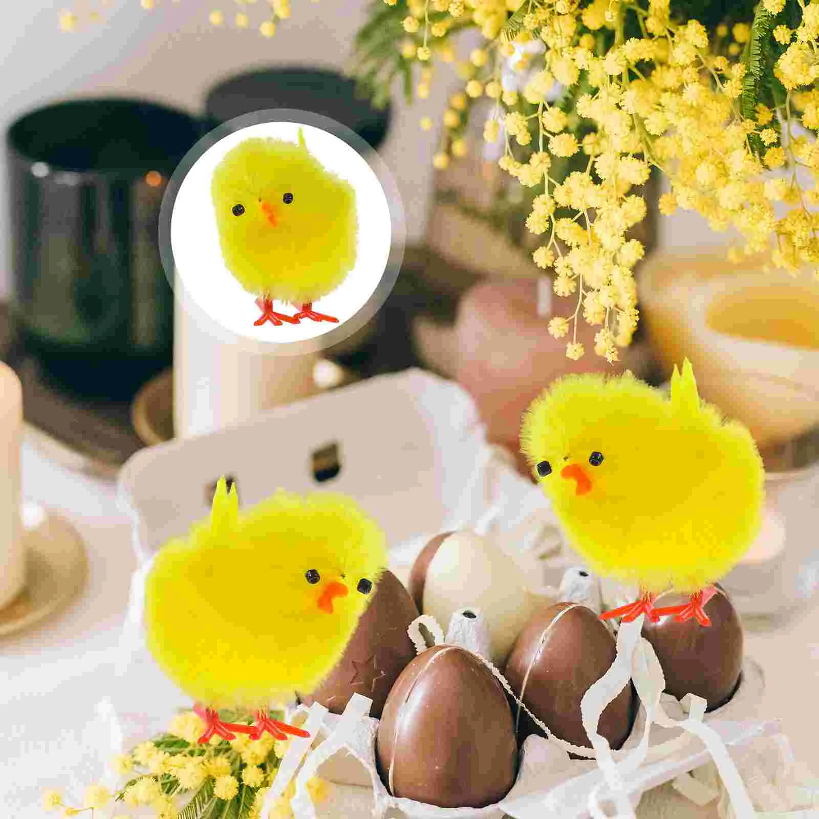 36 Pcs Plush Chick Ornaments Unique Chicken Models Plastic Figurines Number Chemical Fiber Adornments