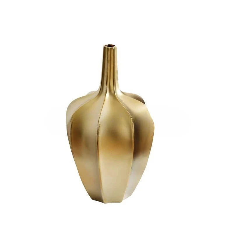 Creative Home Vase Dried Flower Ceramic Gold Vase Electroplating Entrance Decorative Ornament