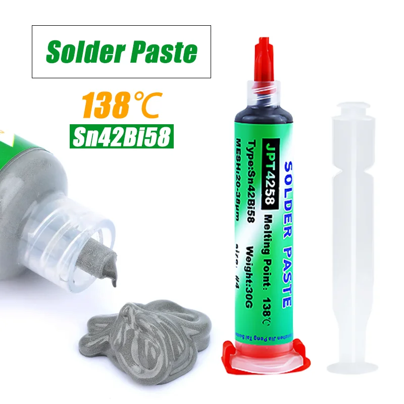 New Type Lead-free Syringe Solder Paste Low High Temperature Flux For Soldering Sn42bi58 SMD 138℃ 183℃ 217℃  Repair Tin Paste