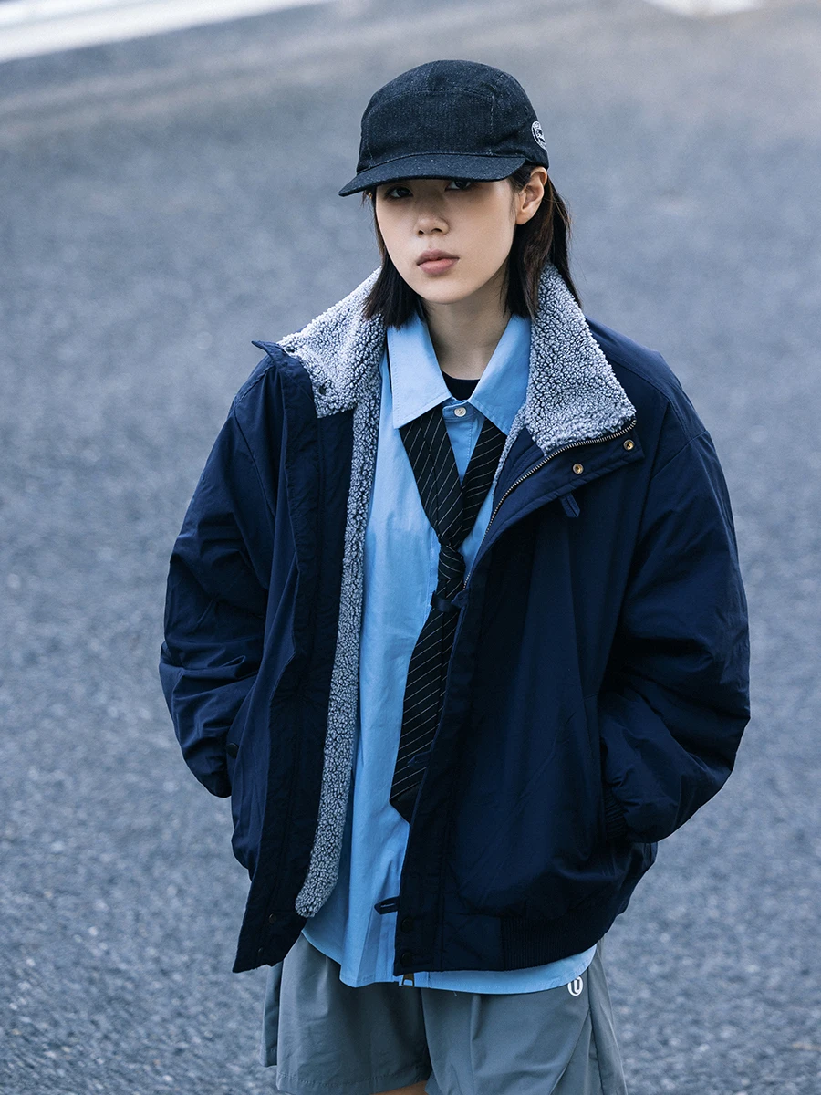 

Утепленная зимняя куртка из овечьей шерсти и хлопка, повседневная, свободного кроя, для пар, на молнии, для повседневной носки...