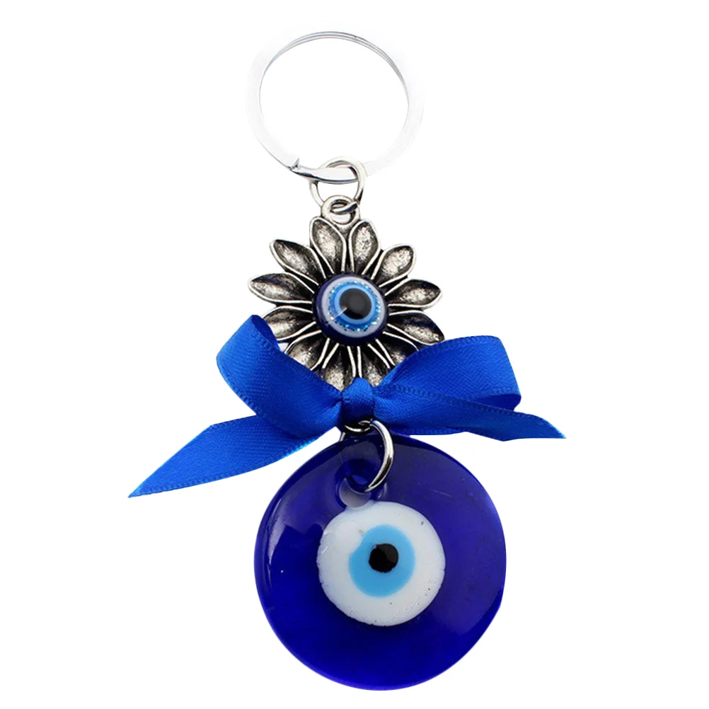 Wallet Keychain Demon Eye Decor Charm Bow Tie Holder for Car Blue Glass Bag Hanging Keyring