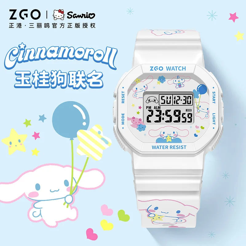 

Sanrio Wristwatch for Female Block Table Cinnamoroll Waterproof Sports Electronic Watch Multifunctional
