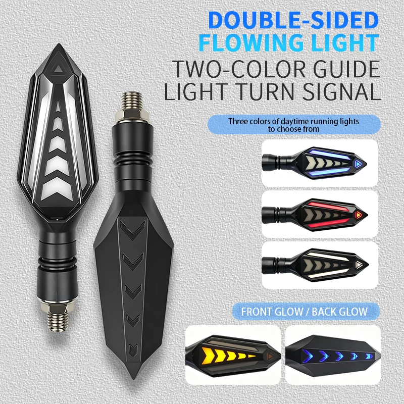 Flowing Warning LED Turn Signals Upgrade Turn Lights, Dual‑Sided Daytime Running Lights for Motorcycle & Electric Bike