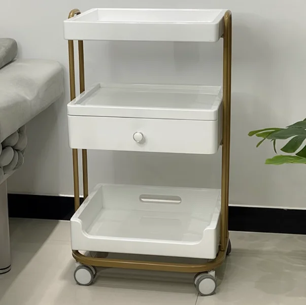 White Hair Salon Equipment Beauty Hairdressing Hair Salon Trolley Cartpromote sales