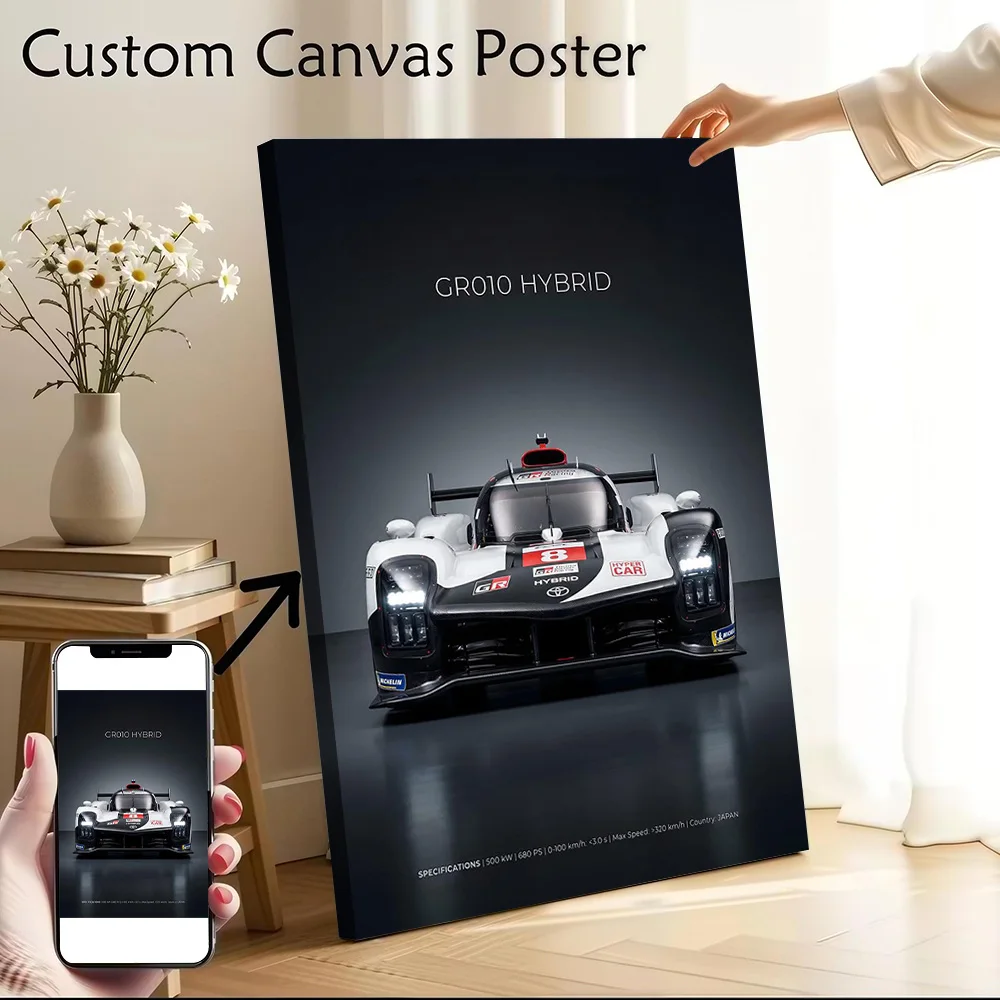 Sports Car GR010 Hybrid Race Car Poster Canvas Wall Art Custom Photo Print Modern Painting for Fans Home Decor Luxury Decoration