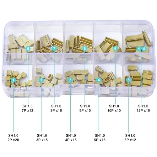 JST 커넥터 키트, SH1.0 SMT 헤더, JST 1mm 피치 JST 커넥터 키트, JST-SH 직각 타입 헤더 (SH1.0-SMT-R/A), 134 개