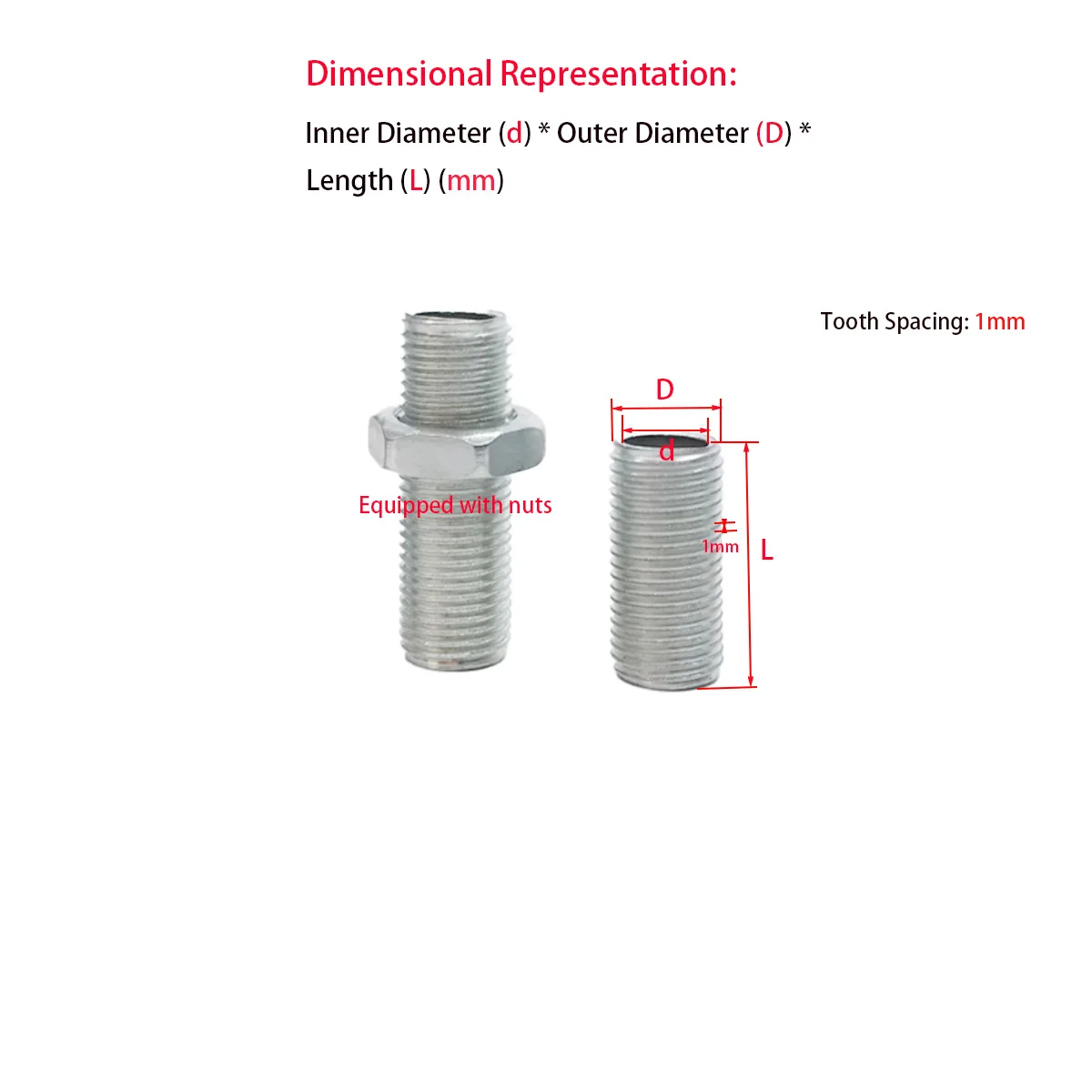 

Full Tooth Hollow Screw Rod Fine Tooth Connection Tube Lamp Head Connection Threaded Tooth Tube