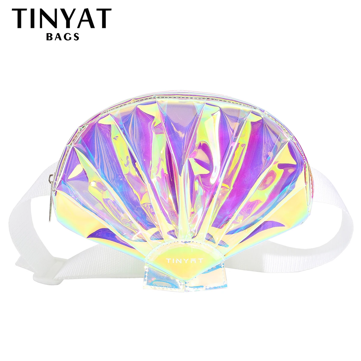 TINYAT Holographic Women's Waist Bag Pack Phone Purse Belt Bag Sports Travel Fanny Pack For Women Fashion Female Shoulder Bag