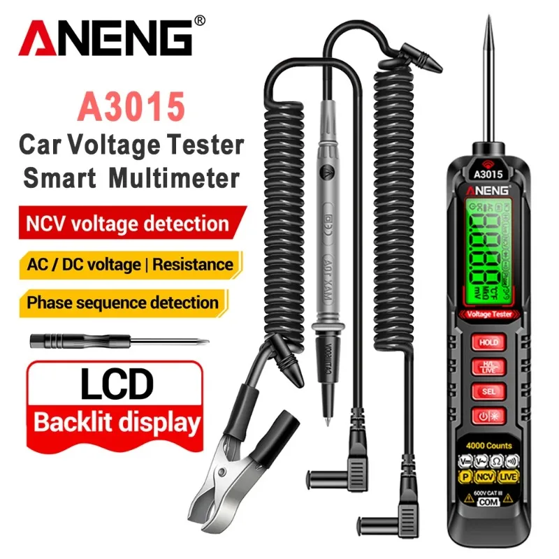 

ANENG A3015 Digital Tester Pen Phase Sequence Test 4000 Counts Multimeter NCV Voltage Induction Detector Tools