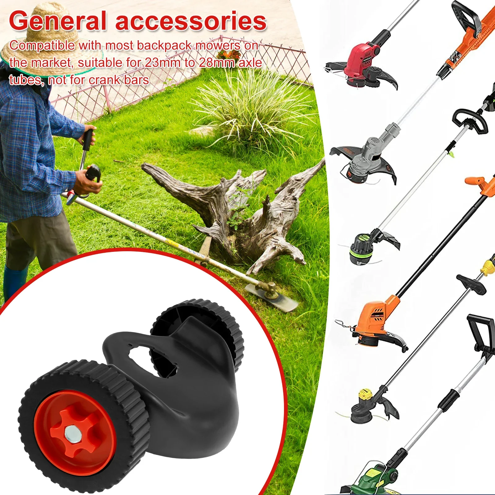 5PCS/Set Grass Trimmer Lawn Mower Support Wheel For Weed Trimmer String Support Wheels Attachment Wheels for Grass Eater Holder