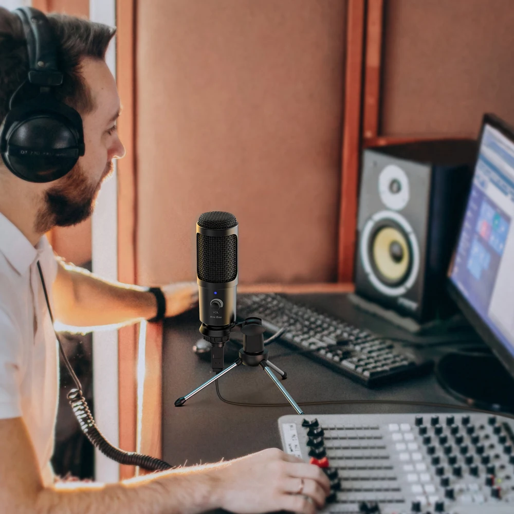 Nuevo micrófono condensador USB Bee, micrófono profesional con soporte antigolpes para ordenador, portátil, juegos, transmisión, estudio de grabación