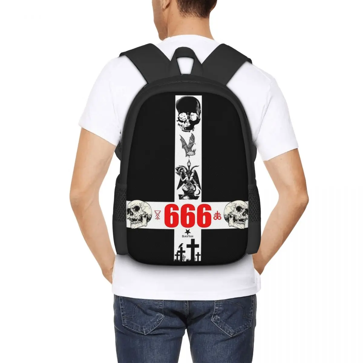 Satanic Cross Upsidedown Backpack Hot Sale Daypack Large Capacity Boys Girls BookBag School Bag Shoulder Bags for Men Women