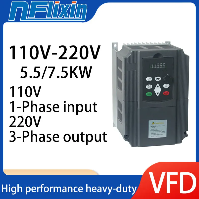 VFD 1.5KW-7.5KW Inverter 1P 110v to 3P 220V Variable Frequency Drive VFD Inverter frequency inverter