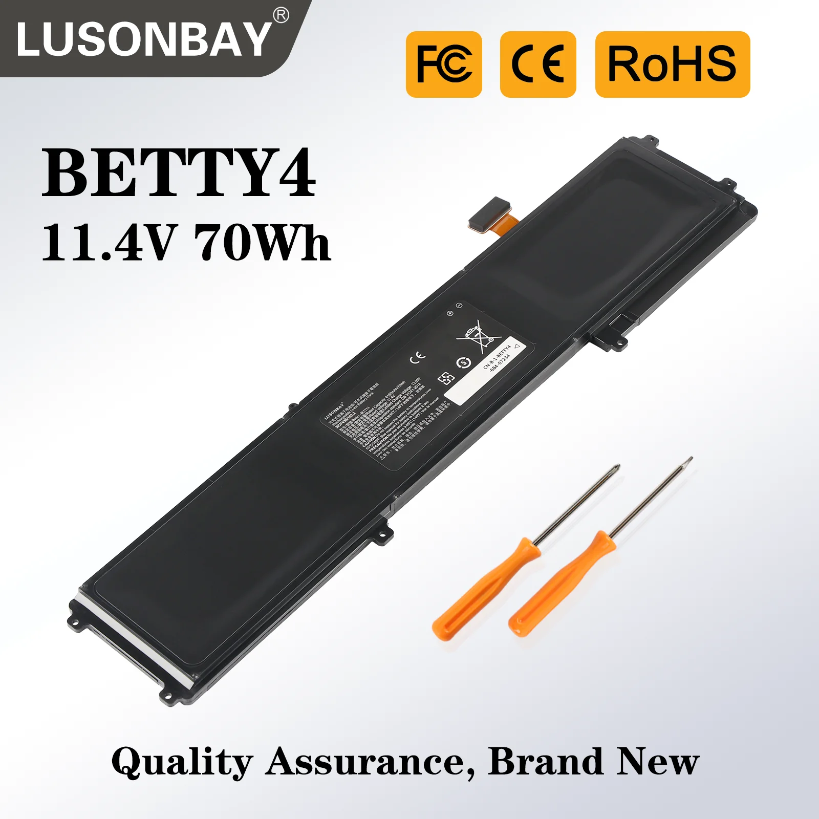 

BETTY4 Laptop Battery Replacement for Razer Blade 2016 14" V2 Series 3ICP4/56/102-2 RZ09-0195 RZ09-0165 RZ09-01953E72 11.4V 70Wh