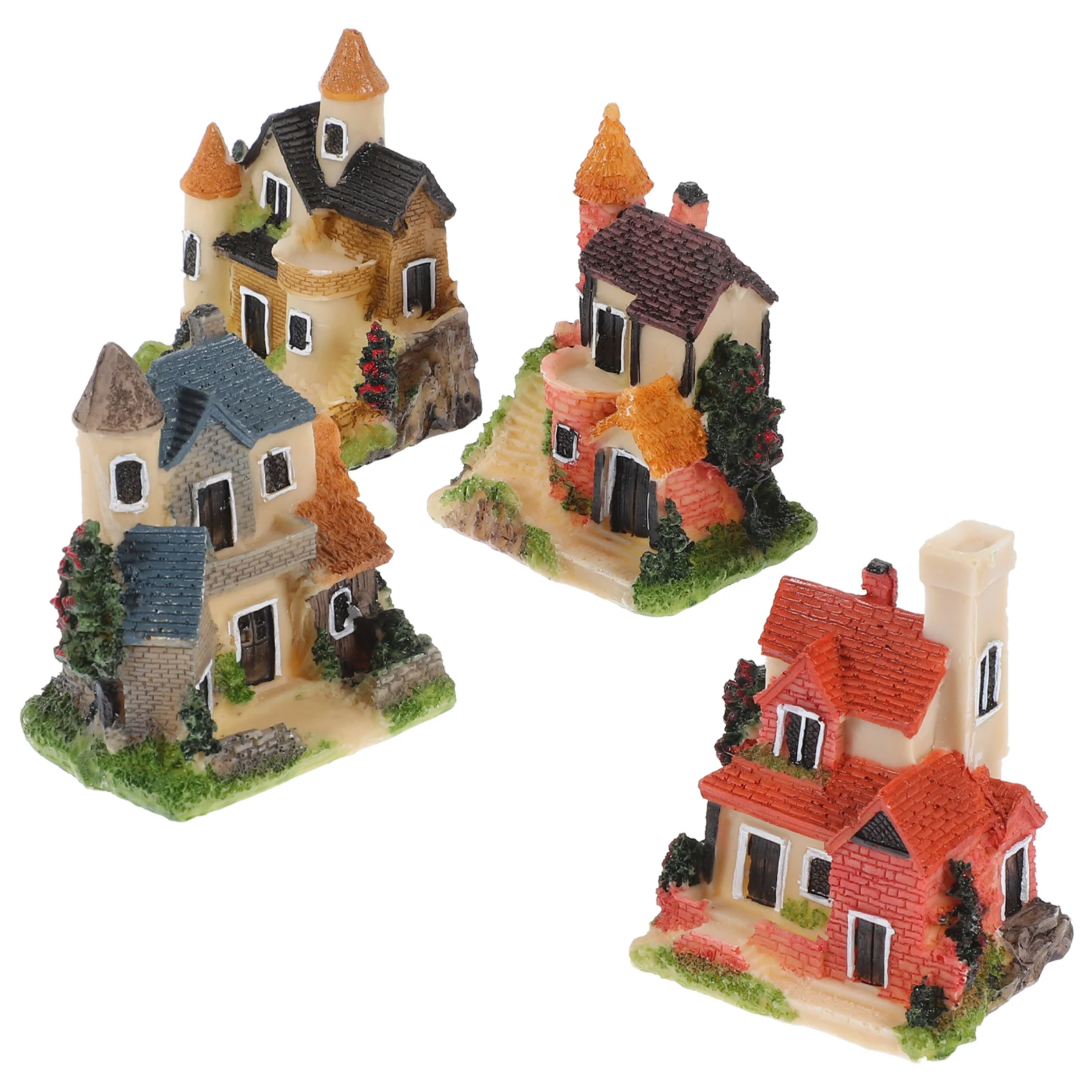 4-delige hars landschapsornamenten schattig mini-huisdecor creatieve huisjeaccessoires kleine tuin desktop thuisbenodigdheden