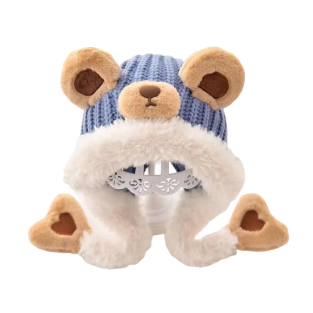 

Kawaii Cartoon Beanie Caps Thickened Bear Children's Pullover Hats Keep Warm Soft Baby Ear Protection Hat Autumn and Winter