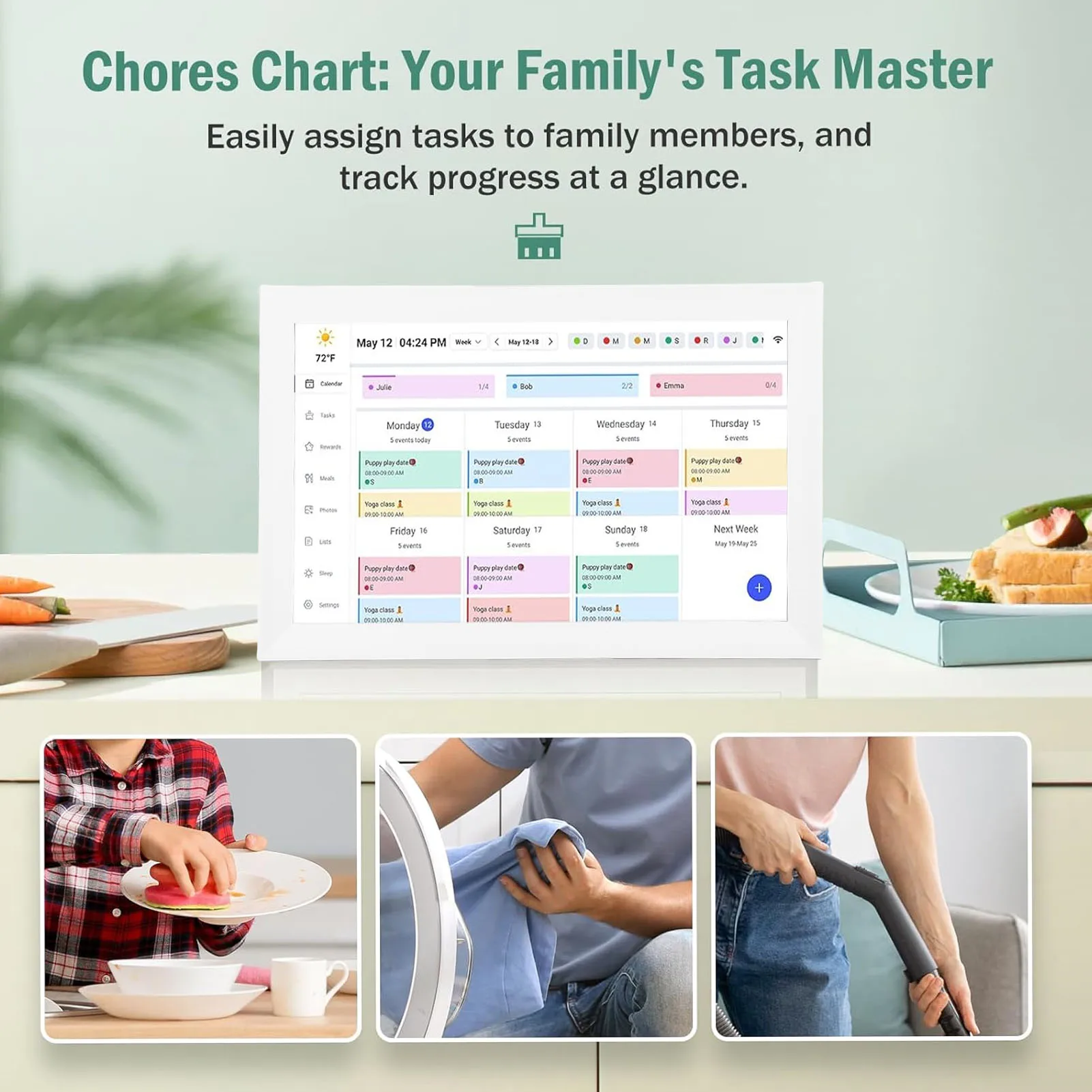 

15.6 Inch Wall Planner Digital Calendar Chore Chart WiFi Smart Touchscreen Interactive Display Wall Desk Mount APP Control