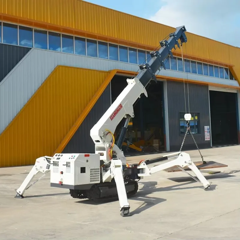 5Ton Narrow Space Spider Crane Hydraulic Telescopic Boom 360° Rotation Crawler Mounted Compact Lifting Machine Elevator Shaft