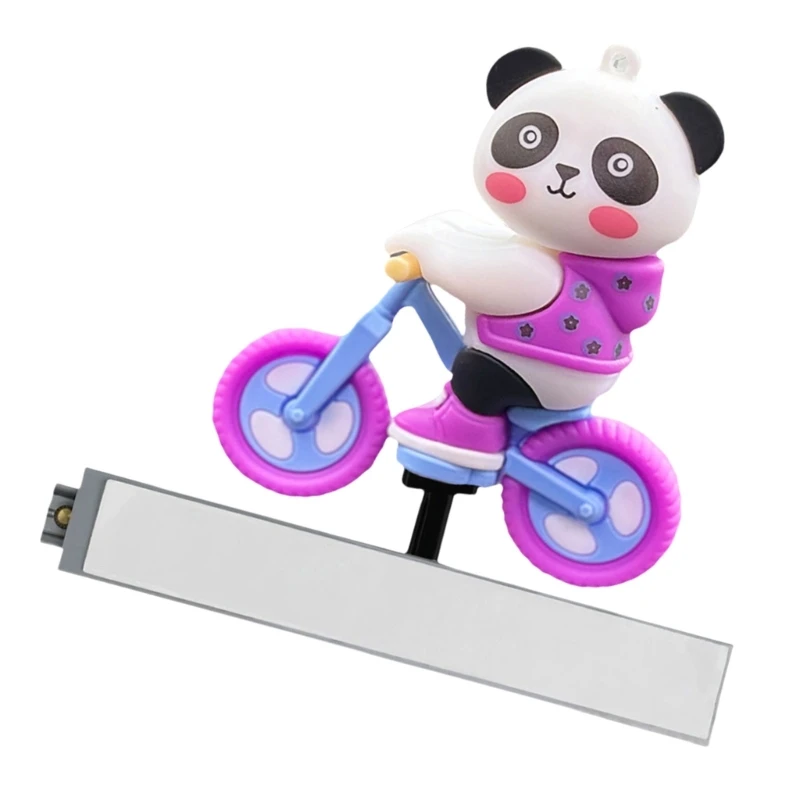 Cycling Panda Car Ornament,Funny Sliding Moving Panda Car Dashboard Decorations Center Console Screen Toy