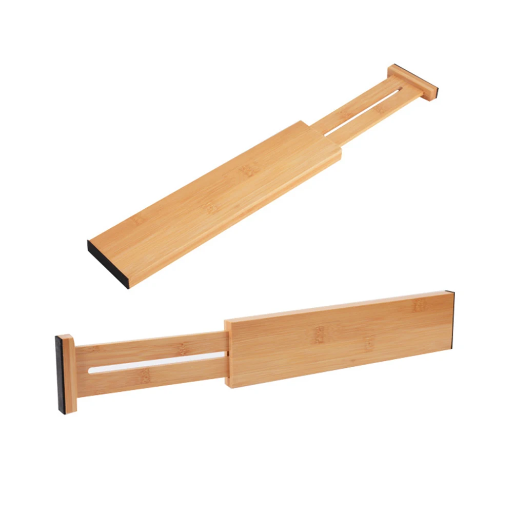 

Bamboo Drawer Divider Storage Organizers Smooth Polished Adjustable Design Lasting Use Practical Gift Stationery Storage