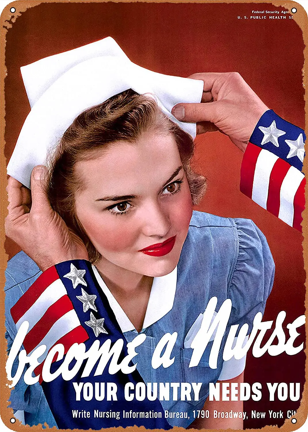 Become a Nurse Metal Signs 1942 WWII Military posters vintage Home Decor Artwork for Room Office 8 X 12 Inc