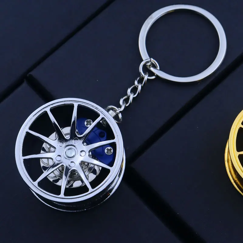 Hot Key Chain High Quality Durable Personality Unique Creative Car Modified Calipers Brake Disc Wheel Tire Metal Tire Key Chain